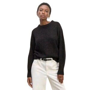 Everlane Womens Alpaca Cocoon Sweater Black Heathered Sz XL Soft Quiet Luxury